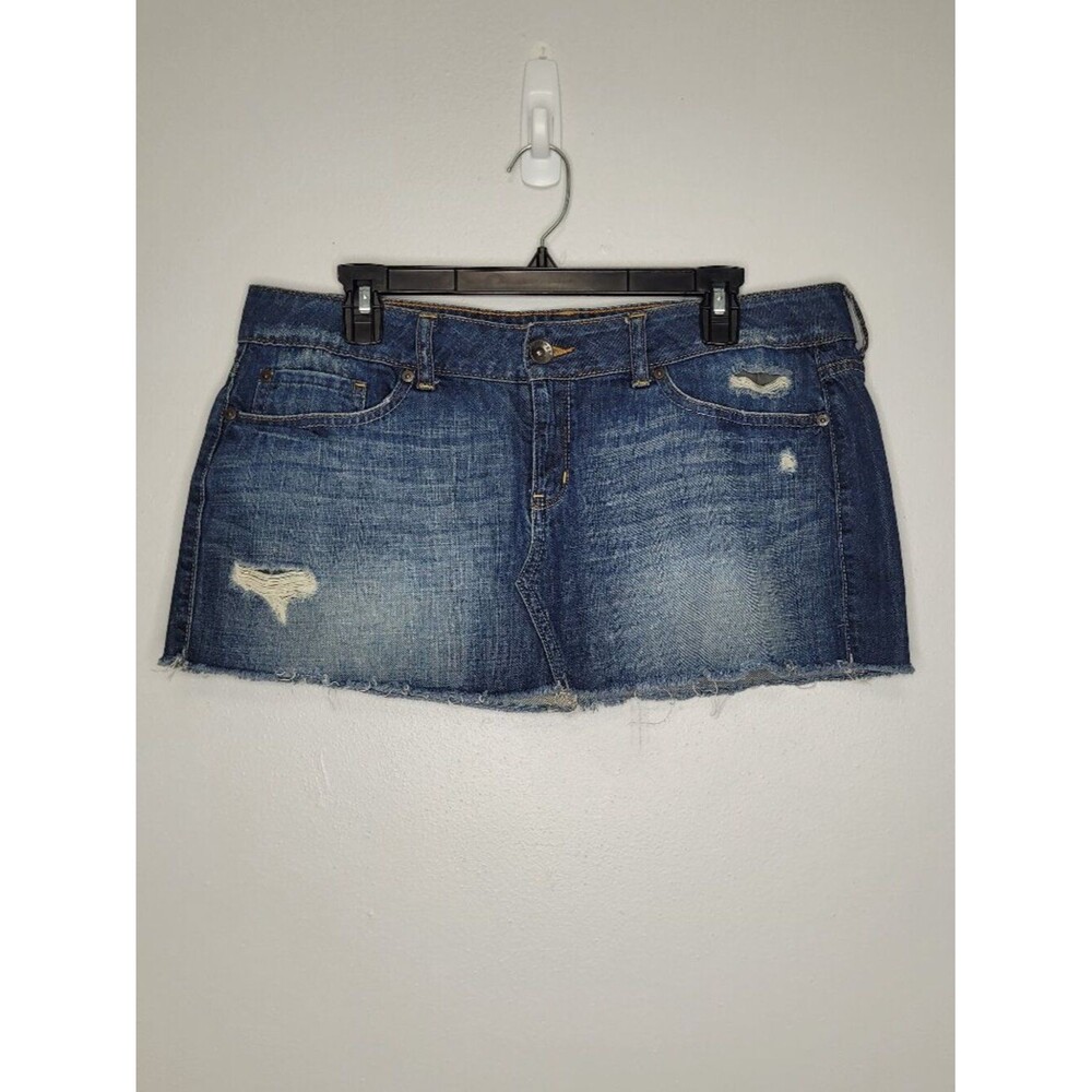 Y2k Refuge dark wash micro mini low rise bimbocore spears hilton denim skirt 13